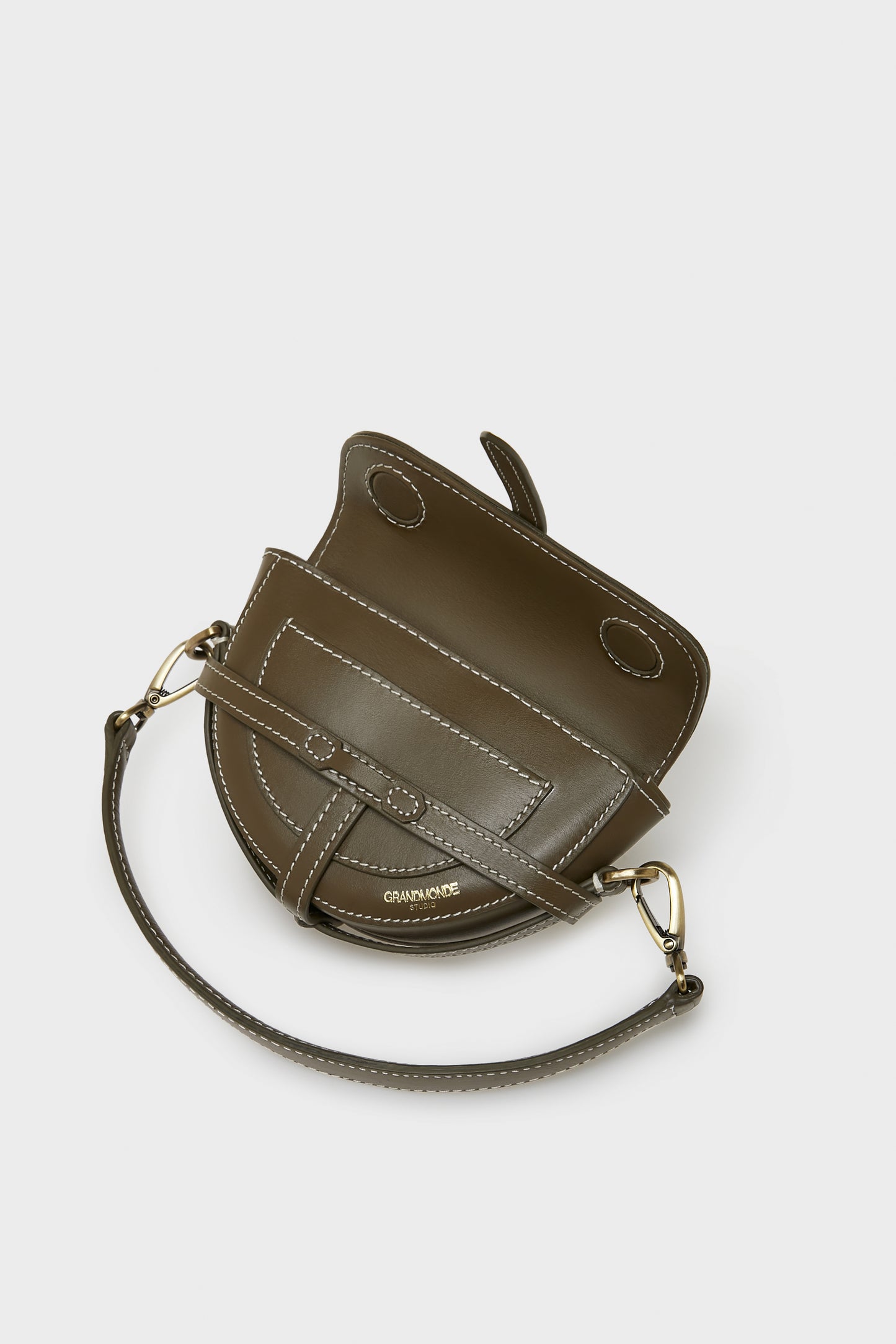OLIVE SIMON MINI SADDLE BAG IN SMOOTH LEATHER