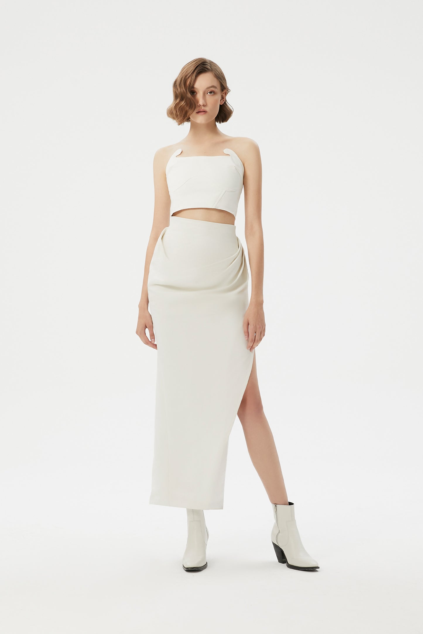 GRANDMONDE CLASSIC IVORY COWL SKIRT