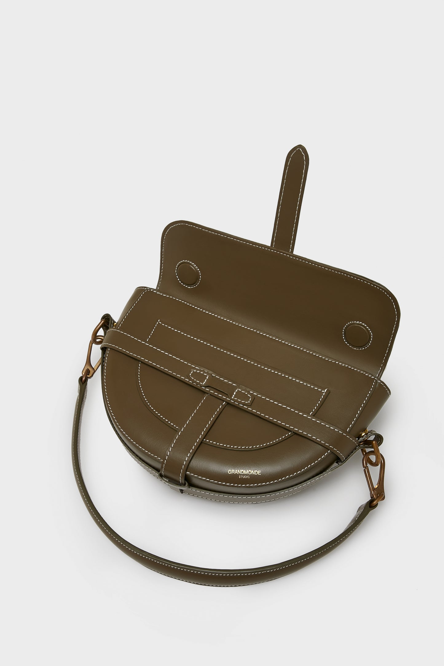 OLIVE SIMON SADDLE BAG IN SMOOTH LEATHER