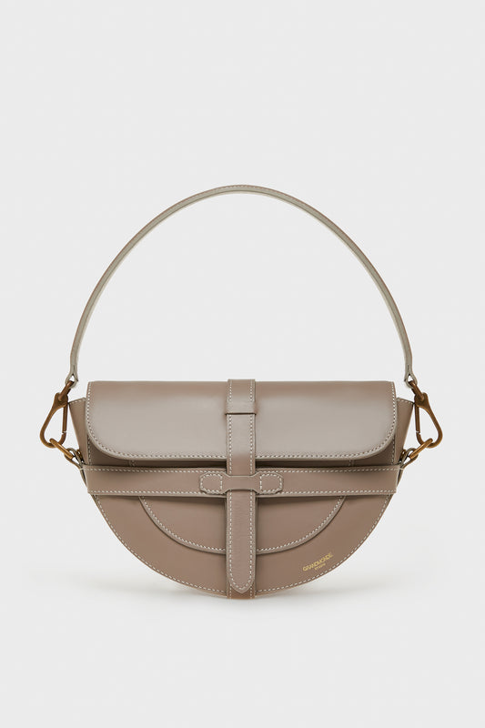 TAUPE SIMON SADDLE BAG IN SMOOTH LEATHER