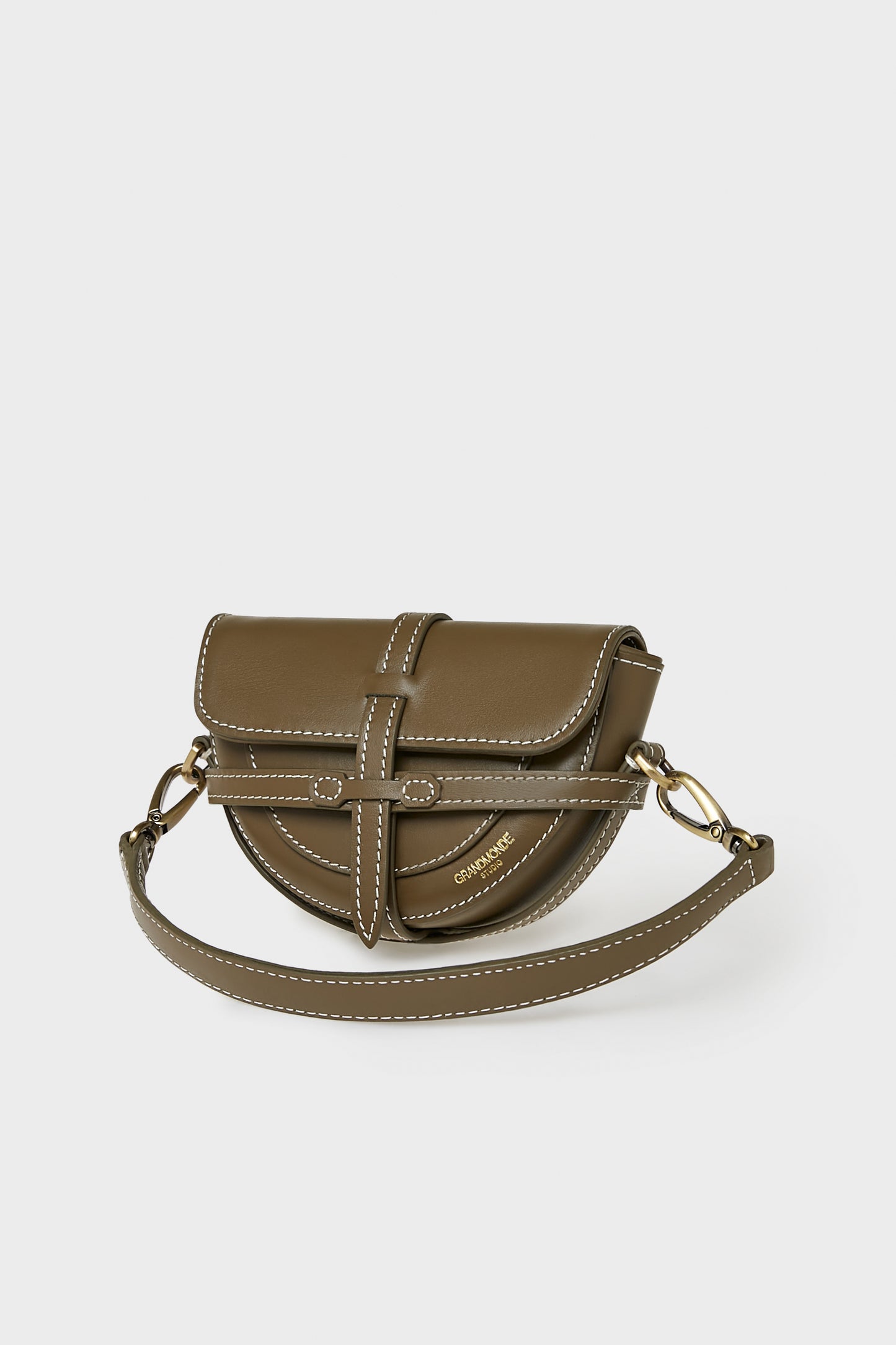 OLIVE SIMON MINI SADDLE BAG IN SMOOTH LEATHER