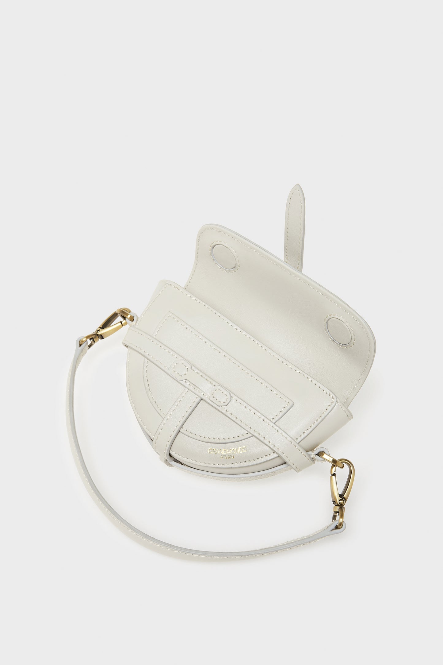 IVORY SIMON MINI SADDLE BAG IN SMOOTH LEATHER