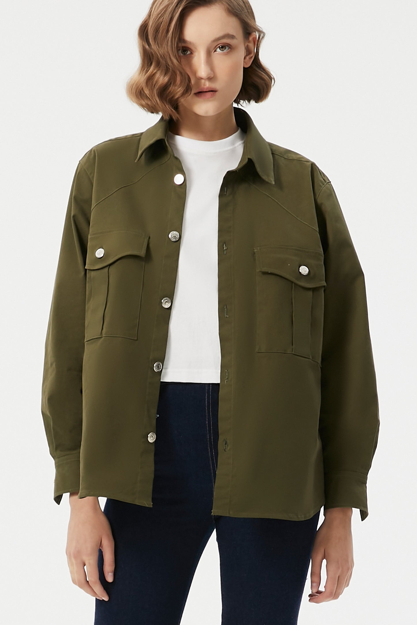 GRANDMONDE OLIVE CLASSIC SHIRT JACKET